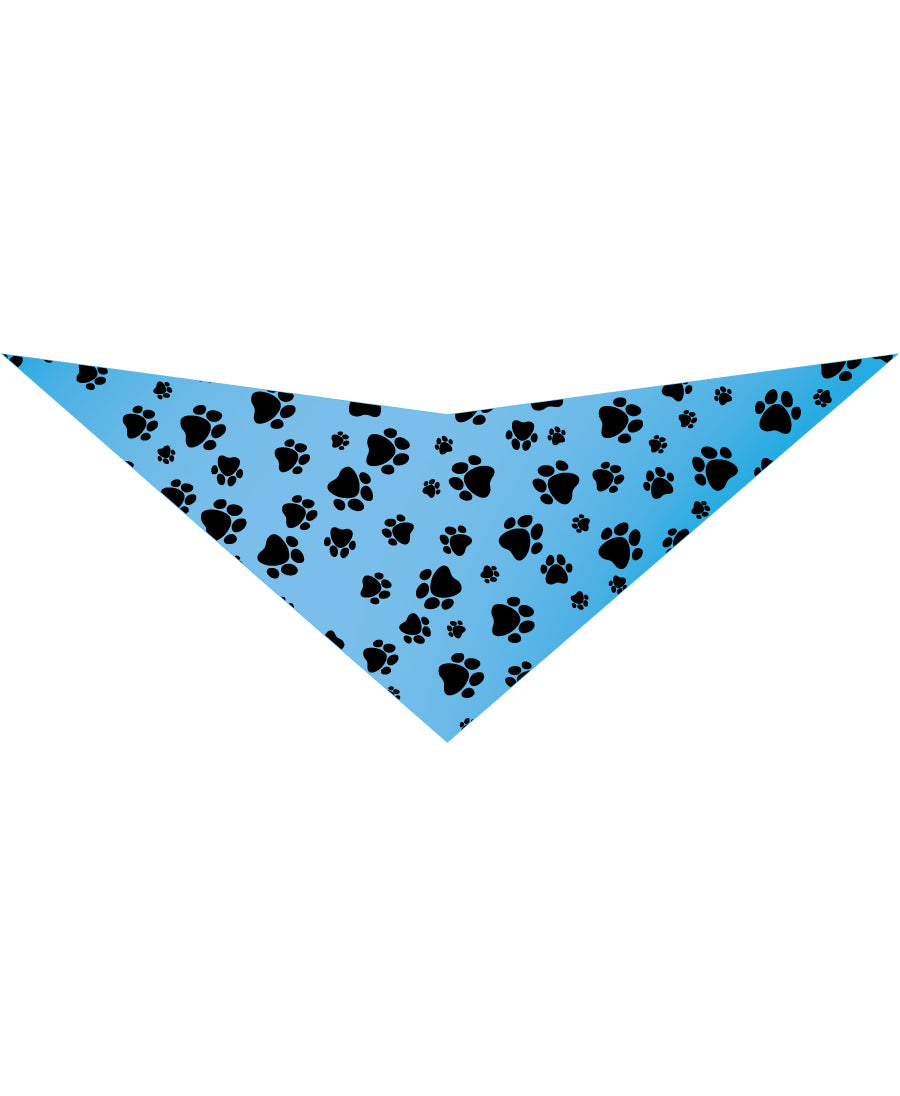 S3160 Black Pawprints Bandana, Blue
