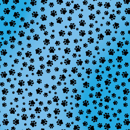 SQ3160 Black Pawprints Bandana, Blue