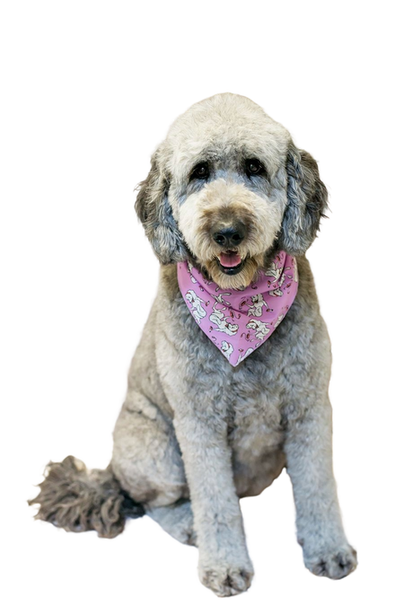 S3163 Pretty White Doggie Bandana, Purple