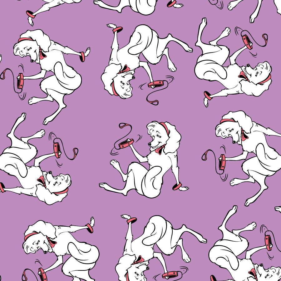 SQ3163 Pretty White Doggie Square, Purple