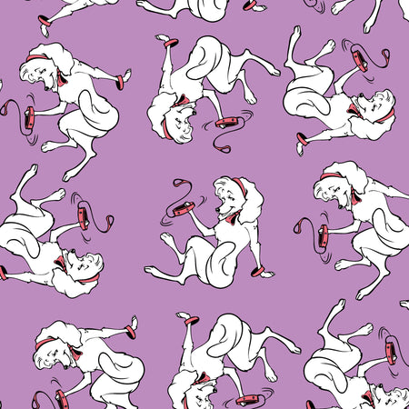 SQ3163 Pretty White Doggie Square, Purple
