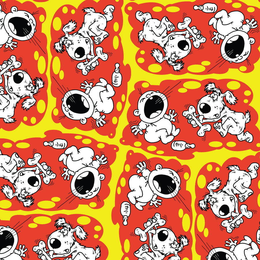 SQ3166 Funny Doggie Meets Baby Bandana, Red