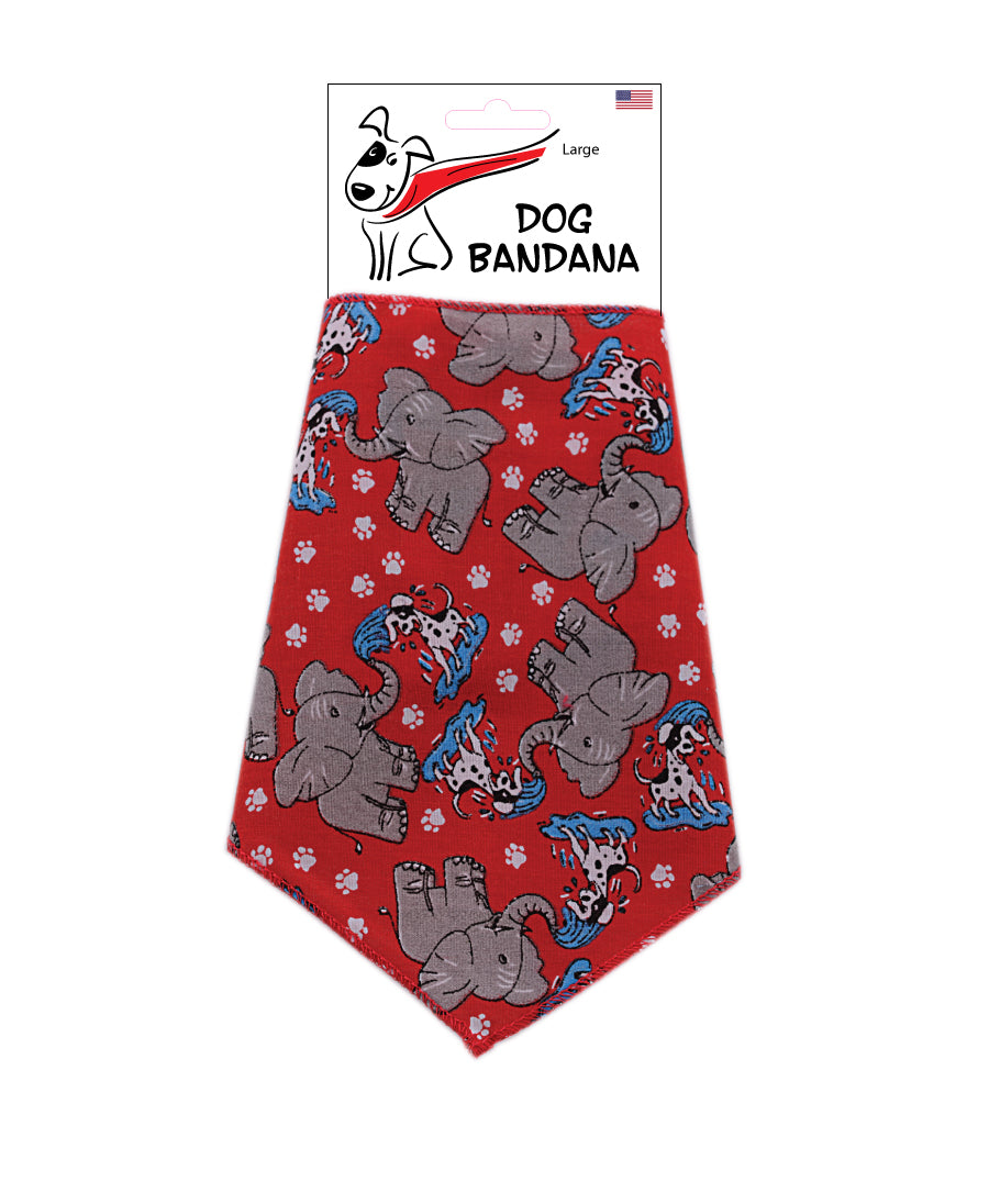 SA3167 Elephant Bath Doggie Bandana, Red