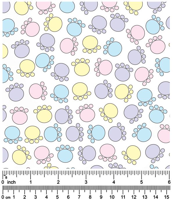 F7168 Paws & Bones Fabric, White