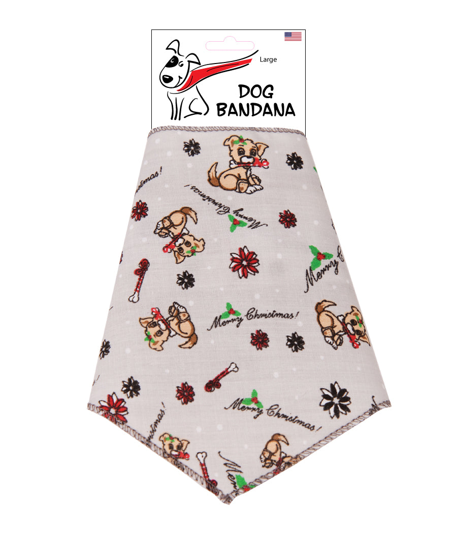 SA3172 Merry Christmas Doggie Bandana, Grey