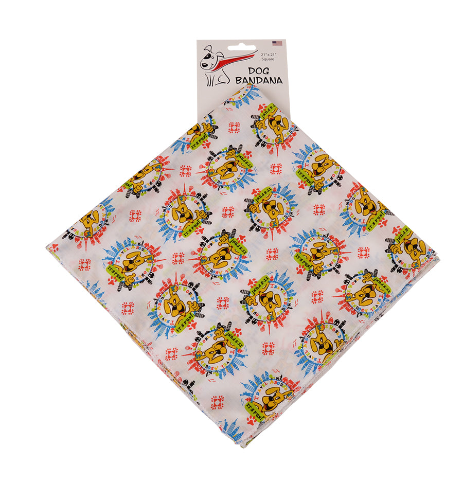 SQ3174 Travel Around The World Doggie Bandana, White