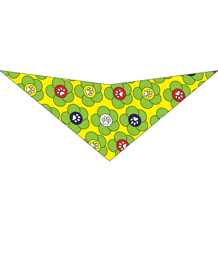 S3177 Flowers Paws Bandana Yellow