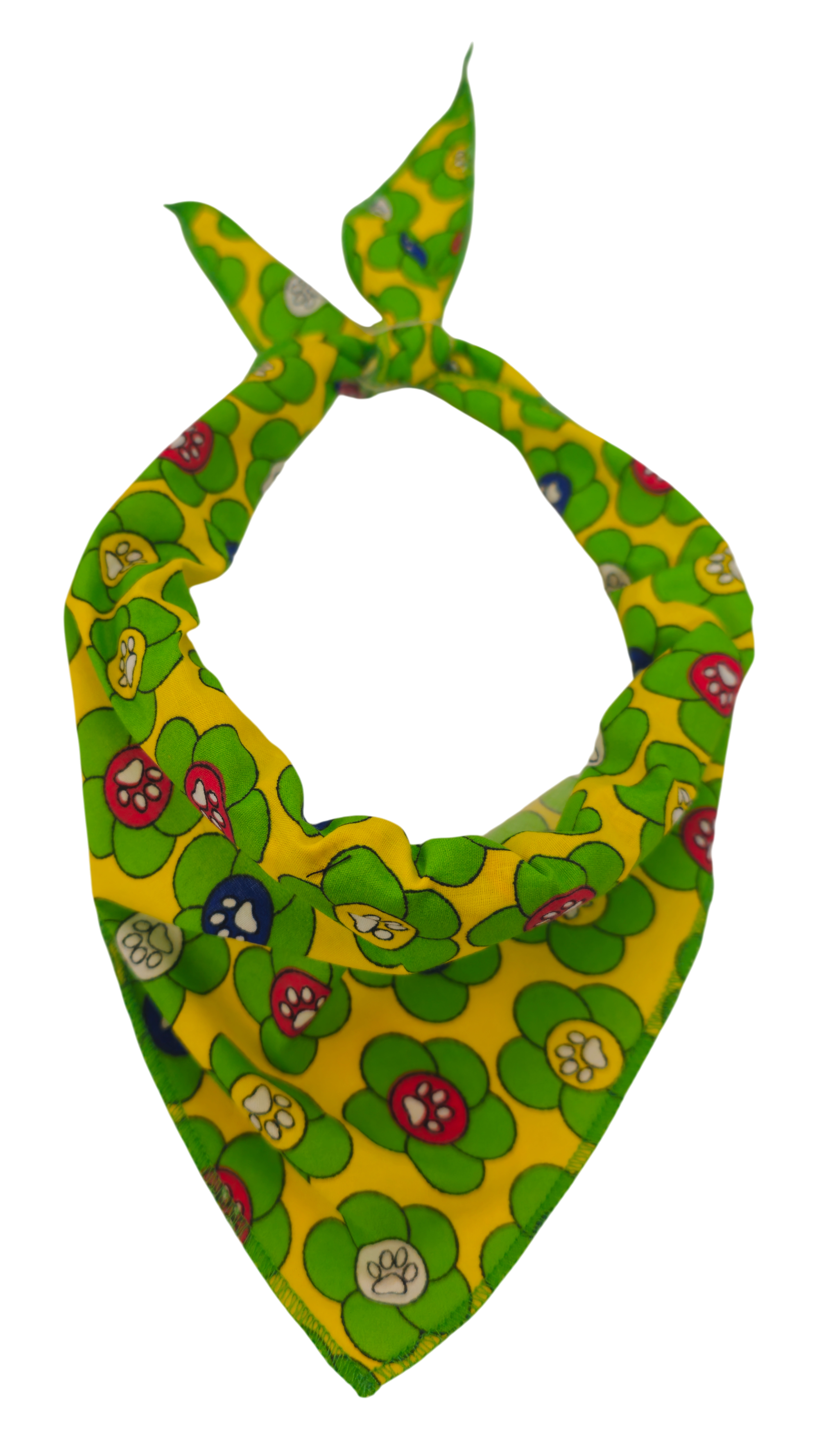 S3177 Flowers Paws Bandana Yellow