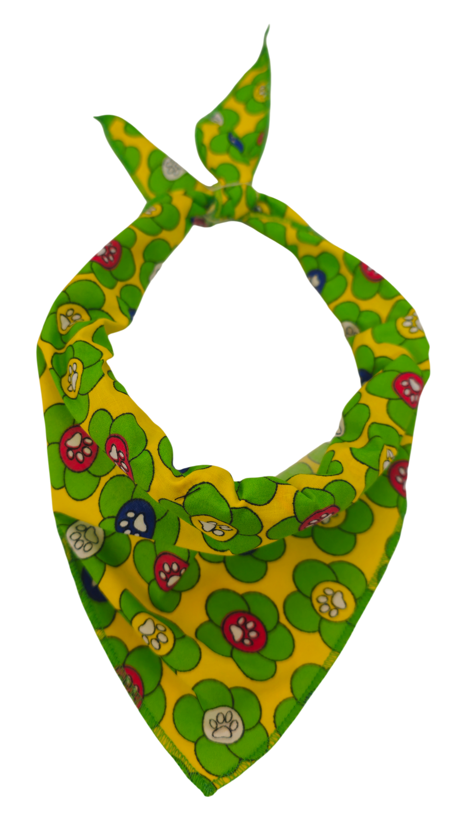S3177 Flowers Paws Bandana Yellow