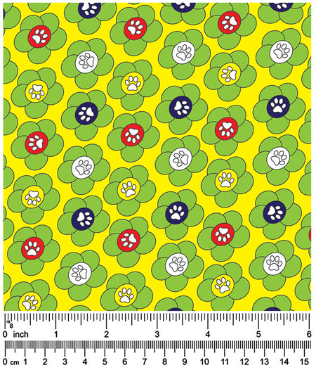 F7177 Flower Paws Fabric Yellow