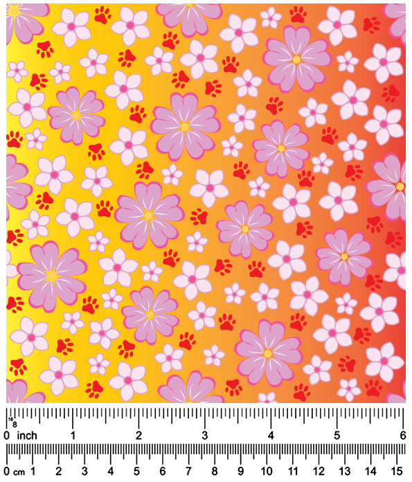 F7178 Flowers Paws Fabric