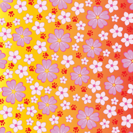 SQ3178 Flowers Paws Square Bandana