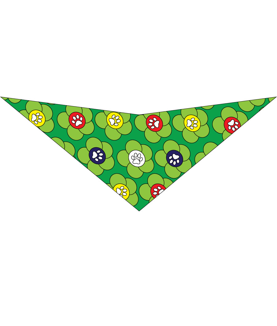 S3179 Flowers Paws Bandana Green