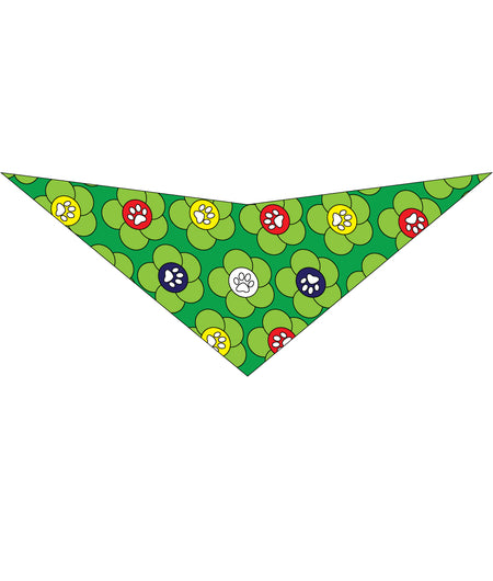 S3179 Flowers Paws Bandana Green