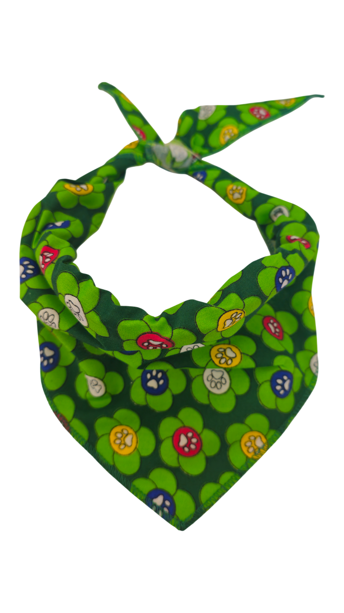 S3179 Flowers Paws Bandana Green