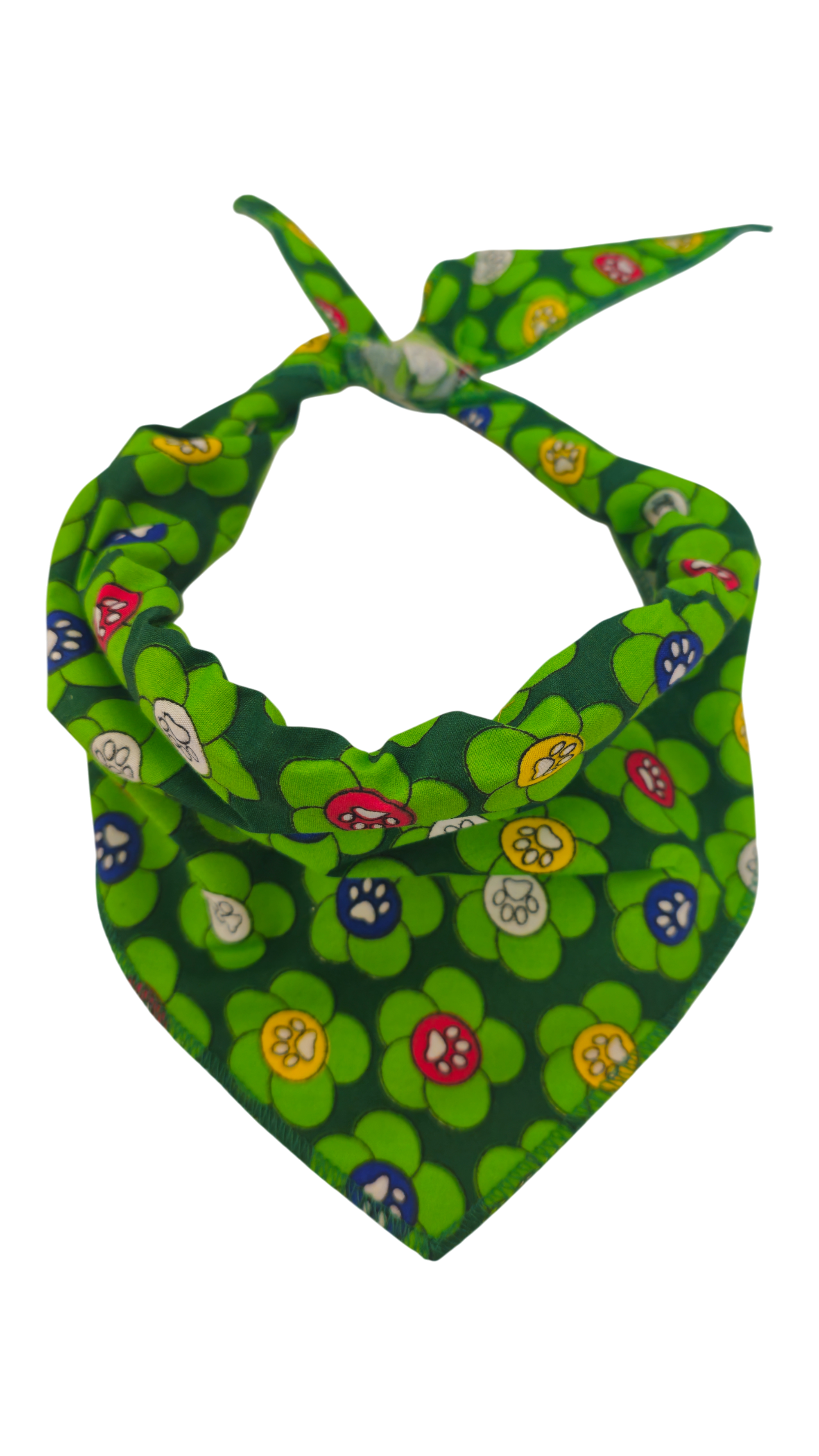 S3179 Flowers Paws Bandana Green