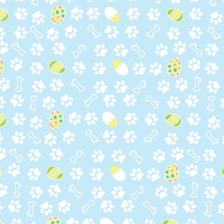 SQ3017 White Paws & Bones Easter Bandana, Blue
