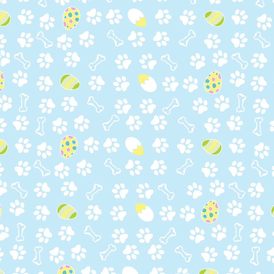 SQ3017 White Paws & Bones Easter Bandana, Blue