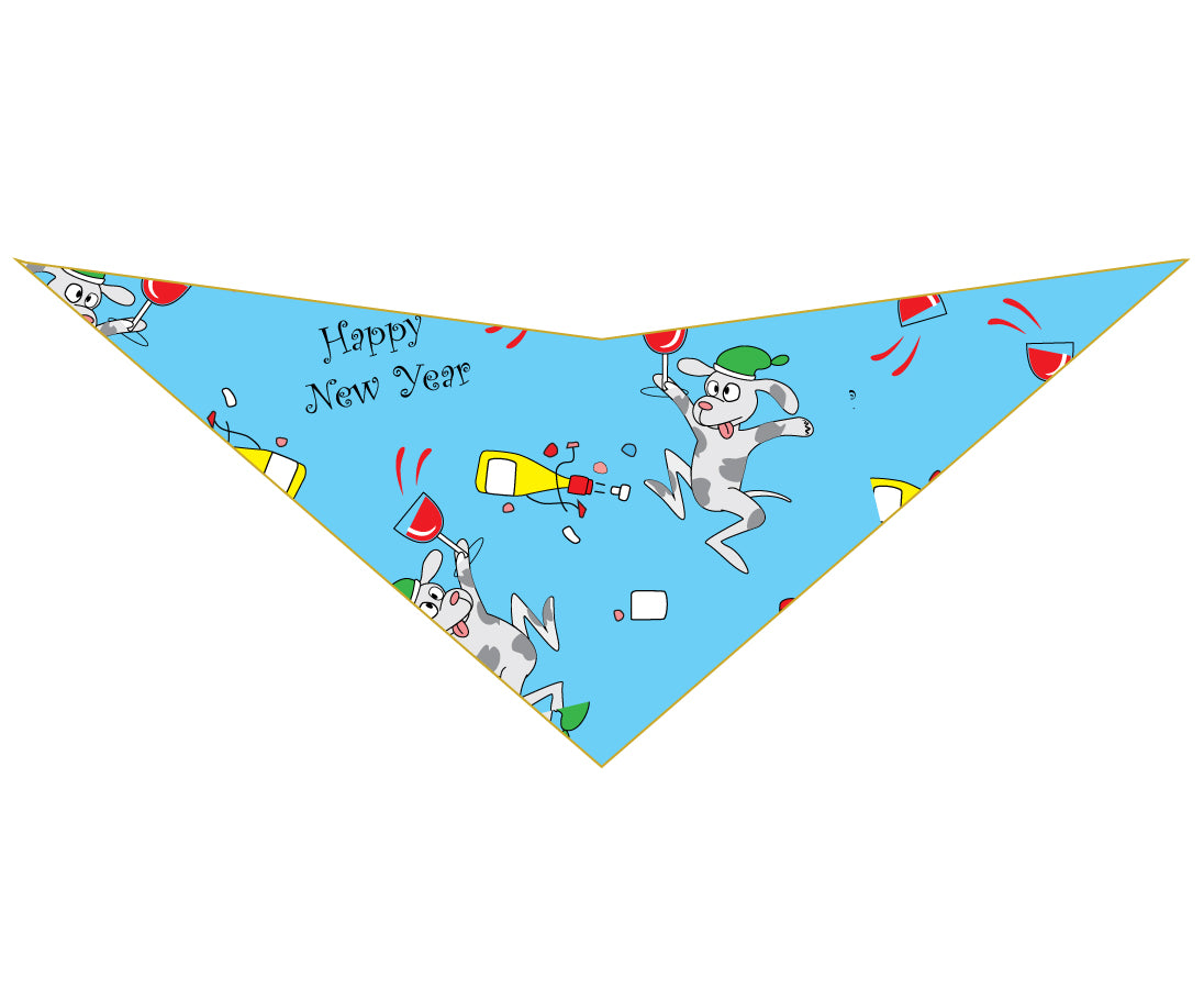 SA3180 Happy New Year Doggie Bandana, Blue