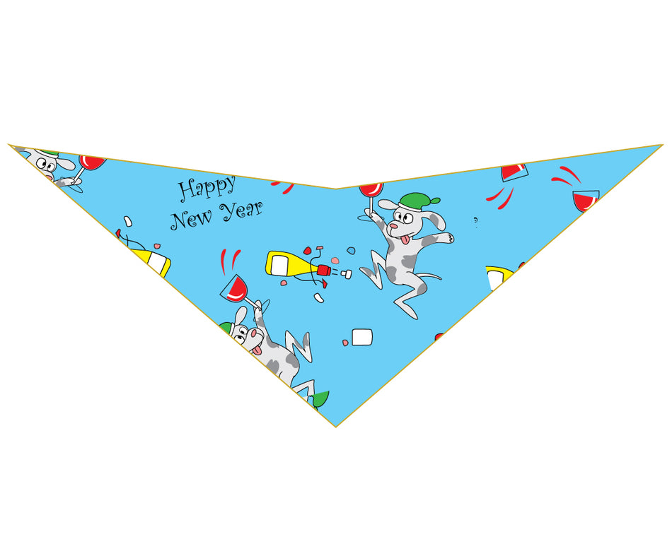 SA3180 Happy New Year Doggie Bandana, Blue