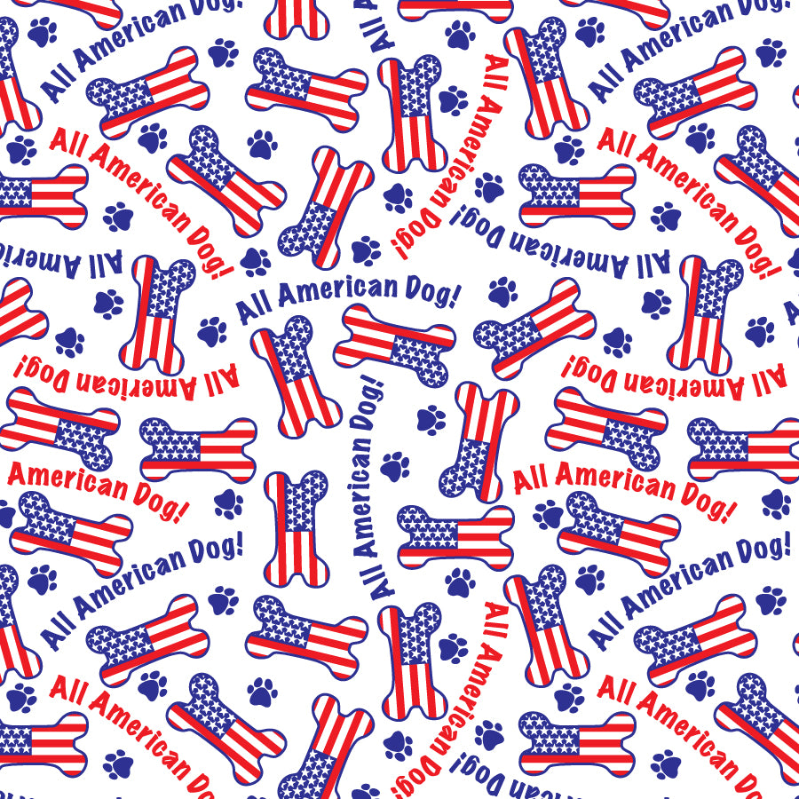 SQ3184 All American Dog Bandana, White