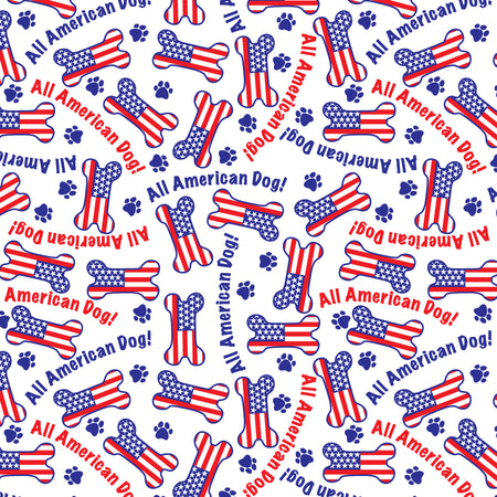 SQ3184 All American Dog Bandana, White