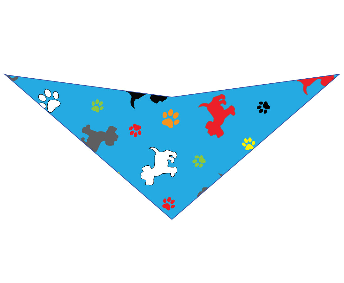 SA3185 Dogs & Pawprints Bandana, Blue