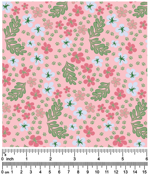 F7187 Spring Summer Fabric, Pink Flowers