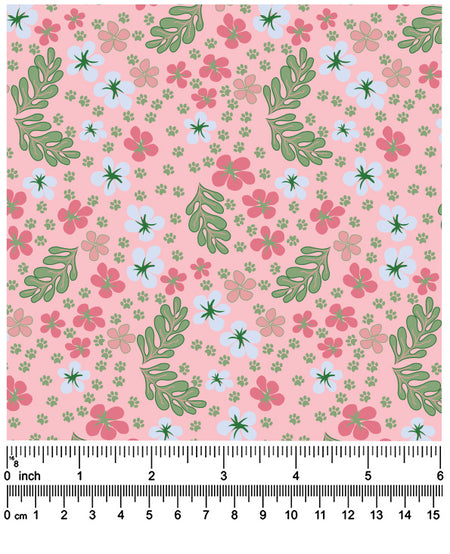 F7187 Spring Summer Fabric, Pink Flowers