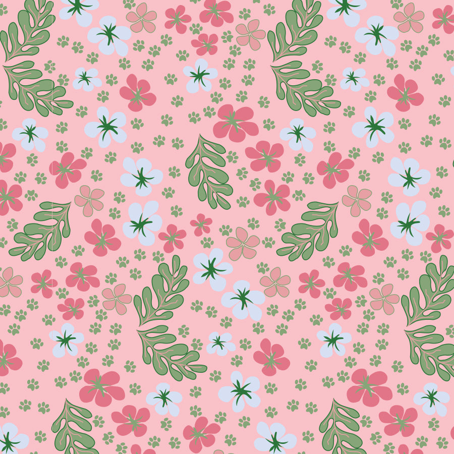 SQ3187 Spring Summer Square Bandana, Pink Flowers