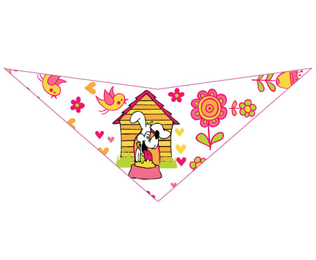 SA3189 Spring Flowers Doggie Bandana, White