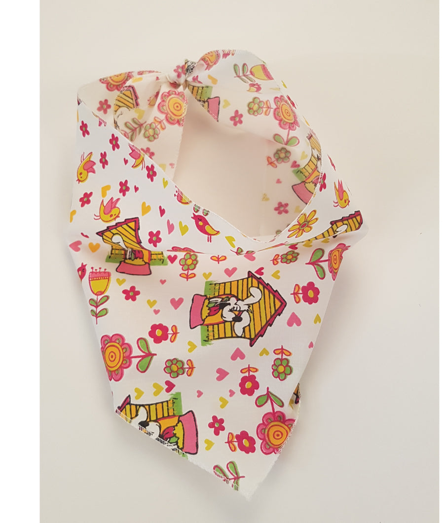 SA3189 Spring Flowers Doggie Bandana, White
