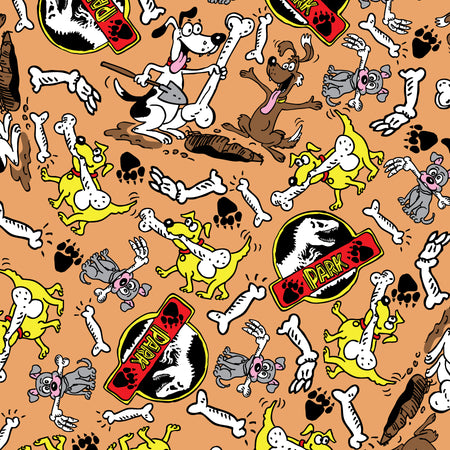 SQ3192 Dogs Digging Up Dino Bones Funny Bandana, Brown 