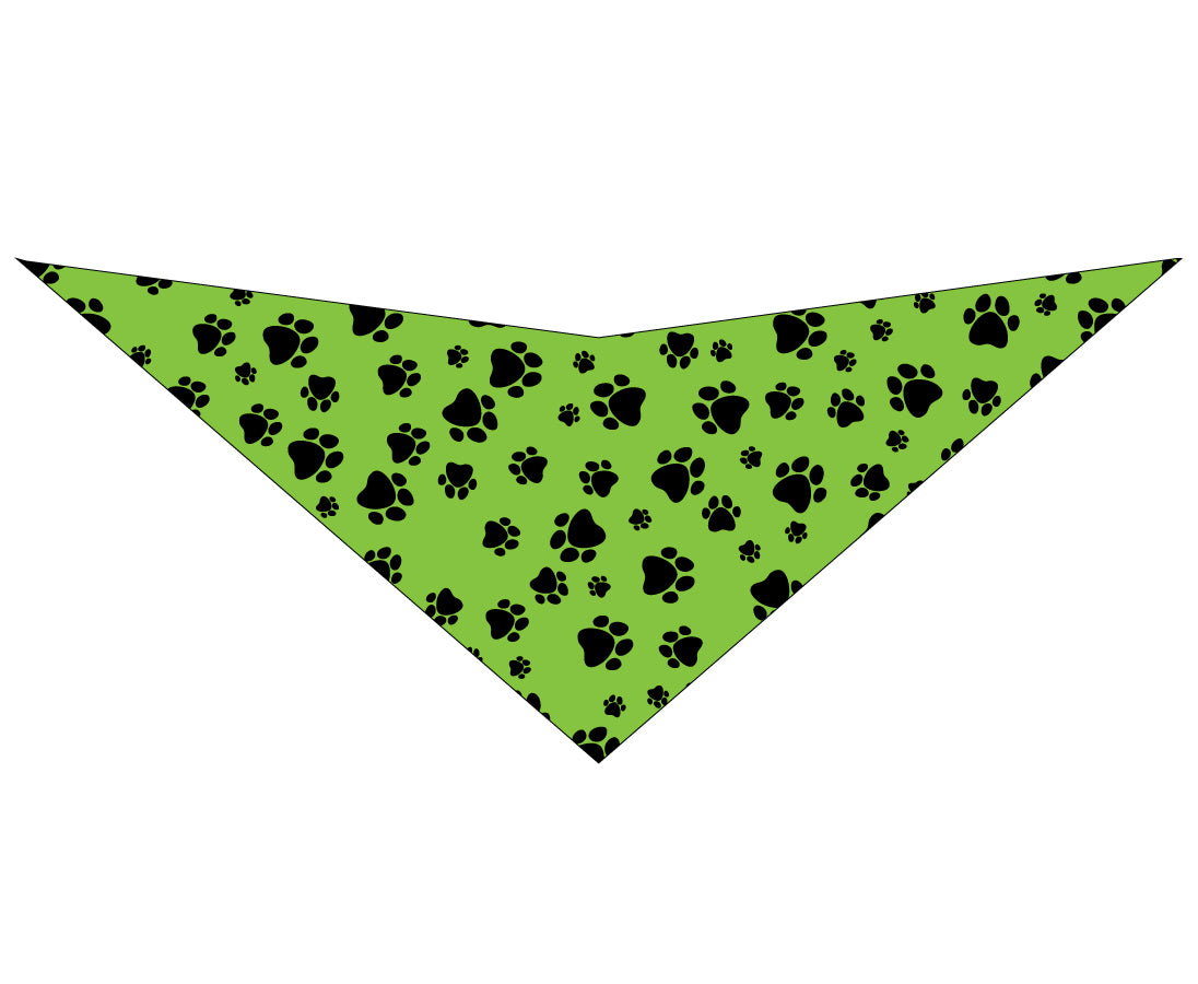 S3001 Black Pawprints Bandana, Green