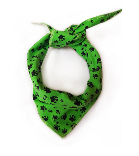 S3001 Black Pawprints Bandana, Green