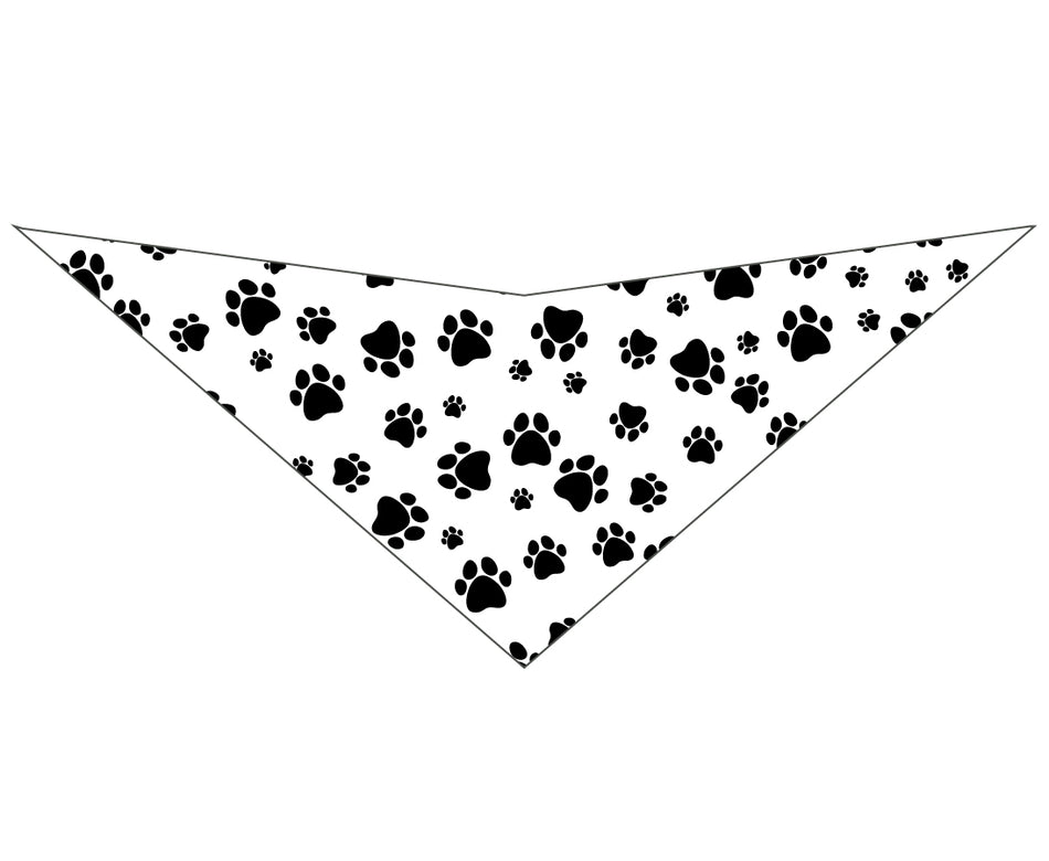 S3200 Black Pawprints Bandana, White