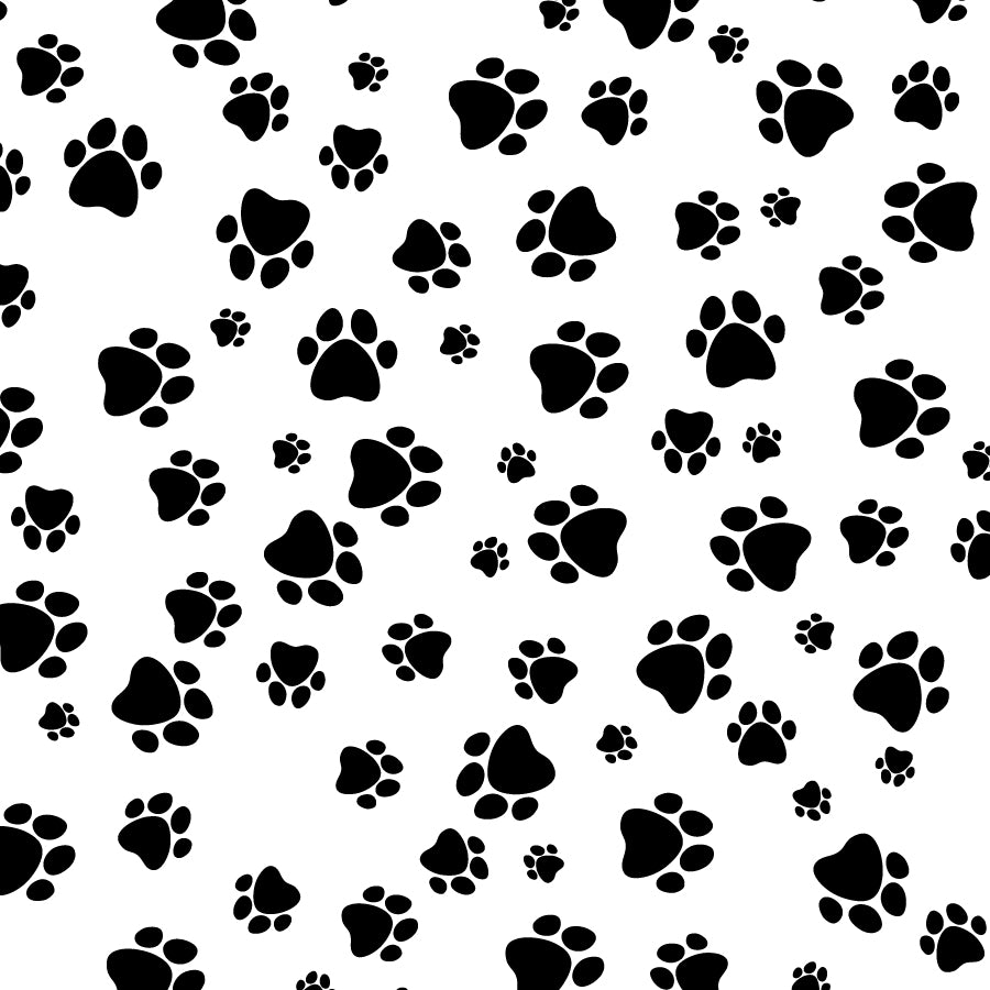 SQ3200 Black Pawprints Bandana, White