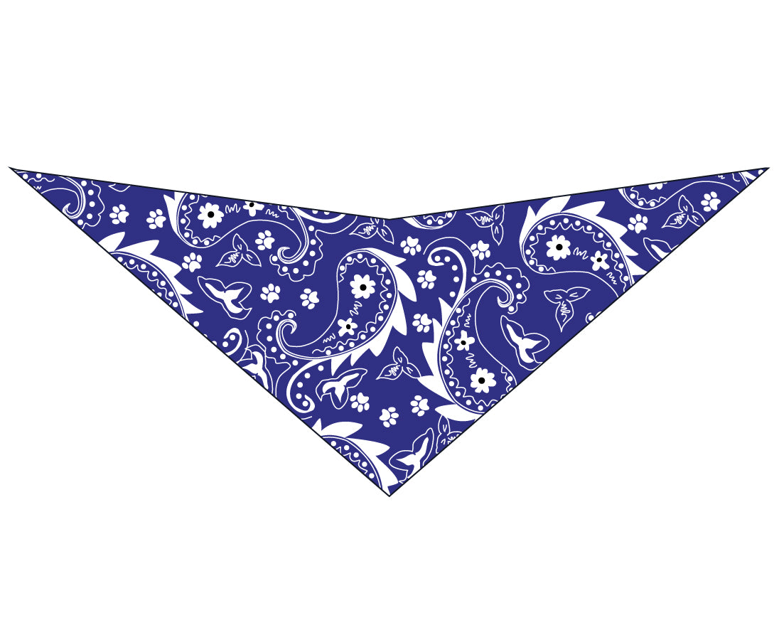 S3201 Paisley & Pawprints Bandana, Blue