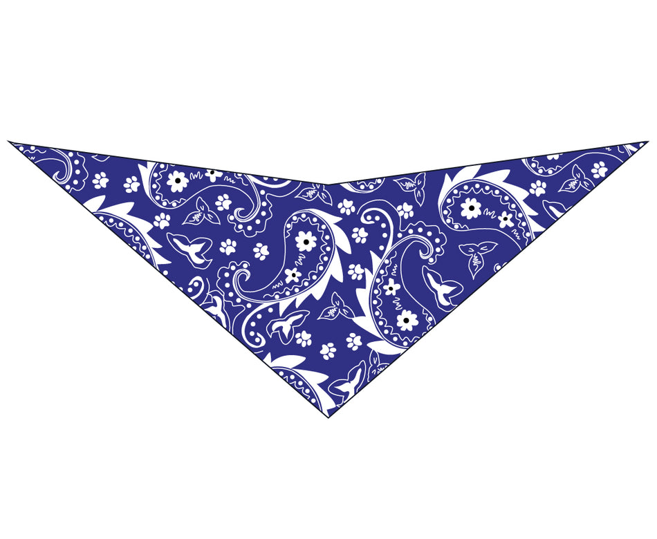 S3201 Paisley & Pawprints Bandana, Blue