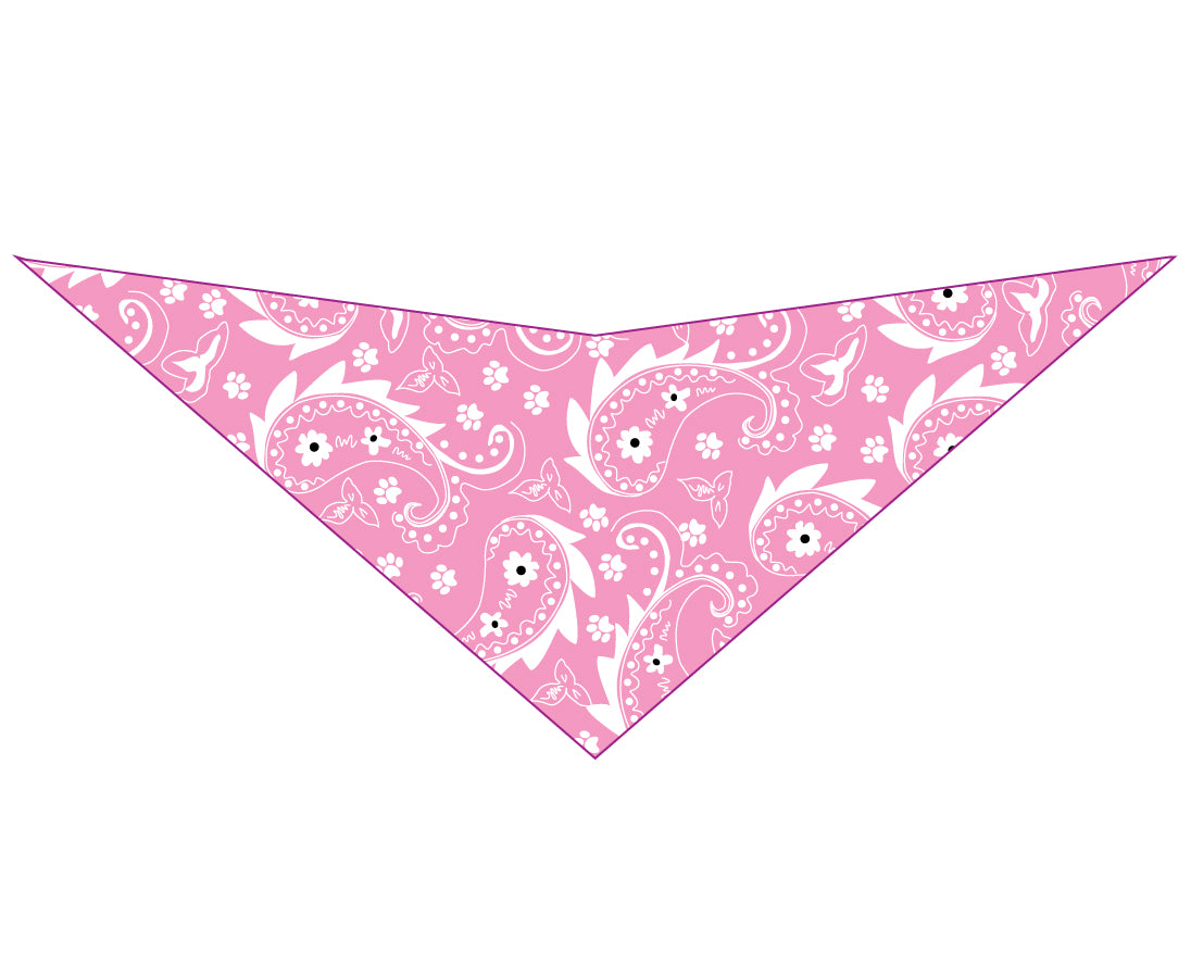S3202 Paisley & Pawprints Bandana, Pink