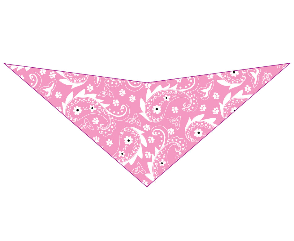 S3202 Paisley & Pawprints Bandana, Pink
