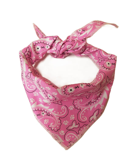 S3202 Paisley & Pawprints Bandana, Pink