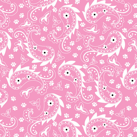 SQ3202 Paisley & Pawprints Bandana, Pink