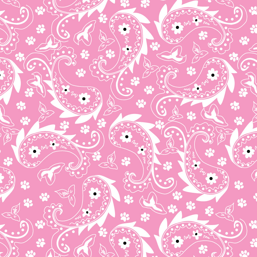 SQ3202 Paisley & Pawprints Bandana, Pink