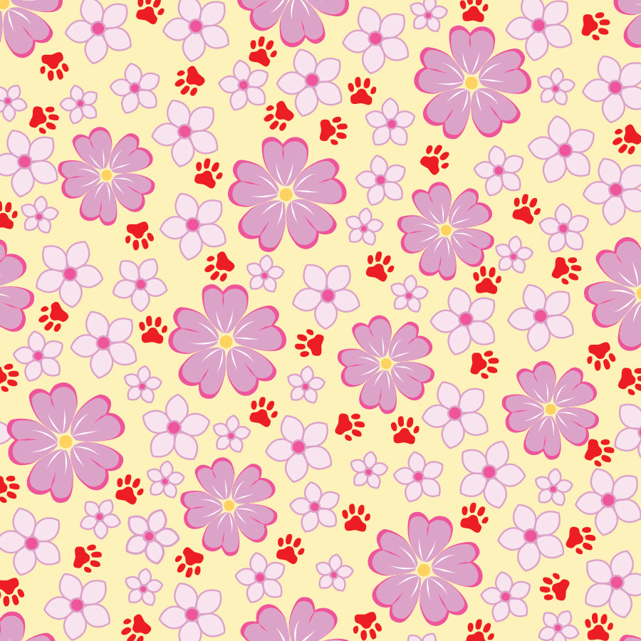 SQ3207 Flowers Paws Square Bandana