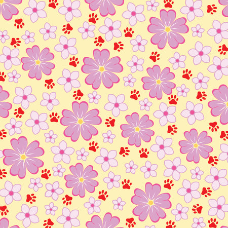 SQ3207 Flowers Paws Square Bandana