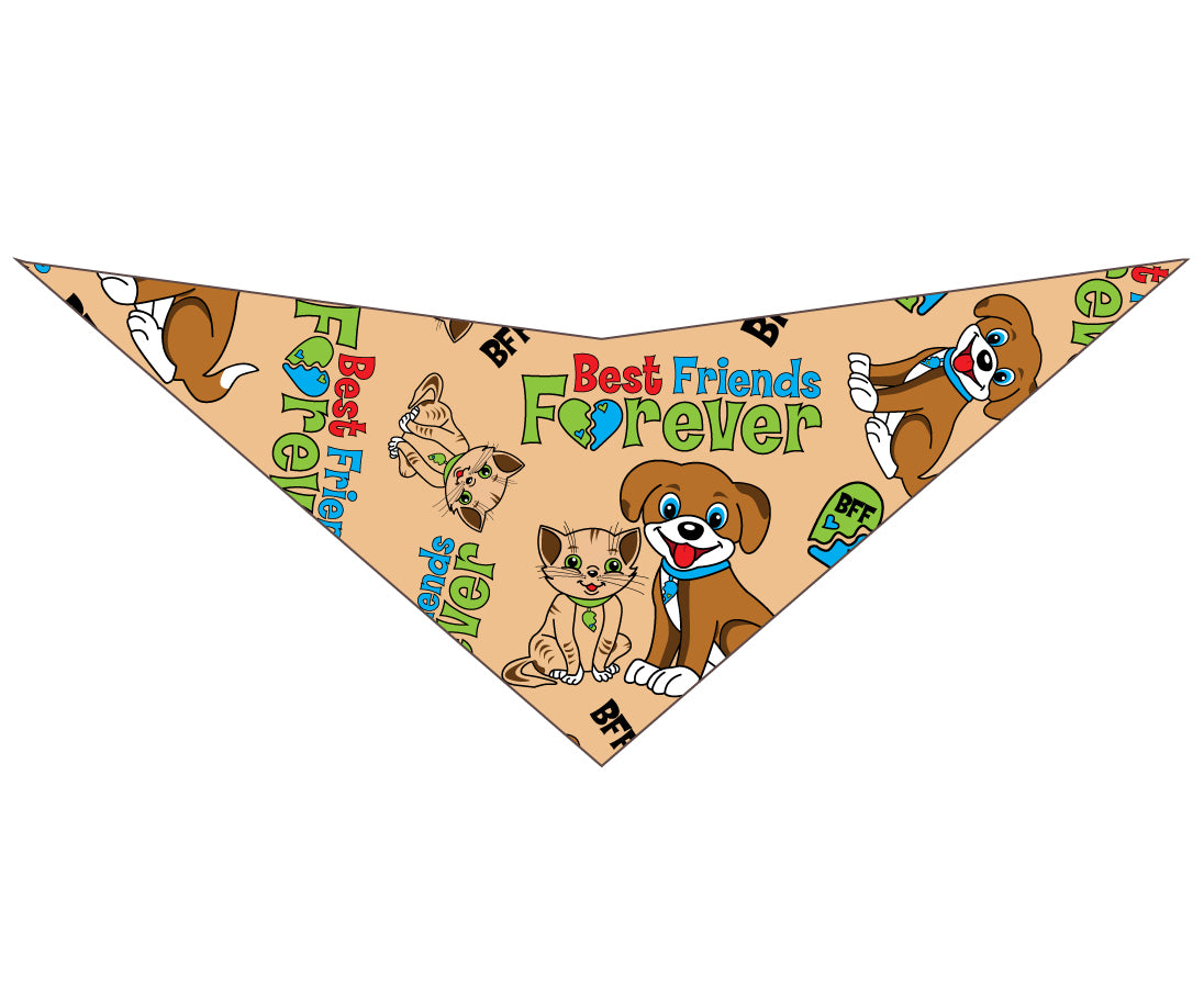 S3209 Best Friends Forever Doggie & Kitty Bandana, Brown