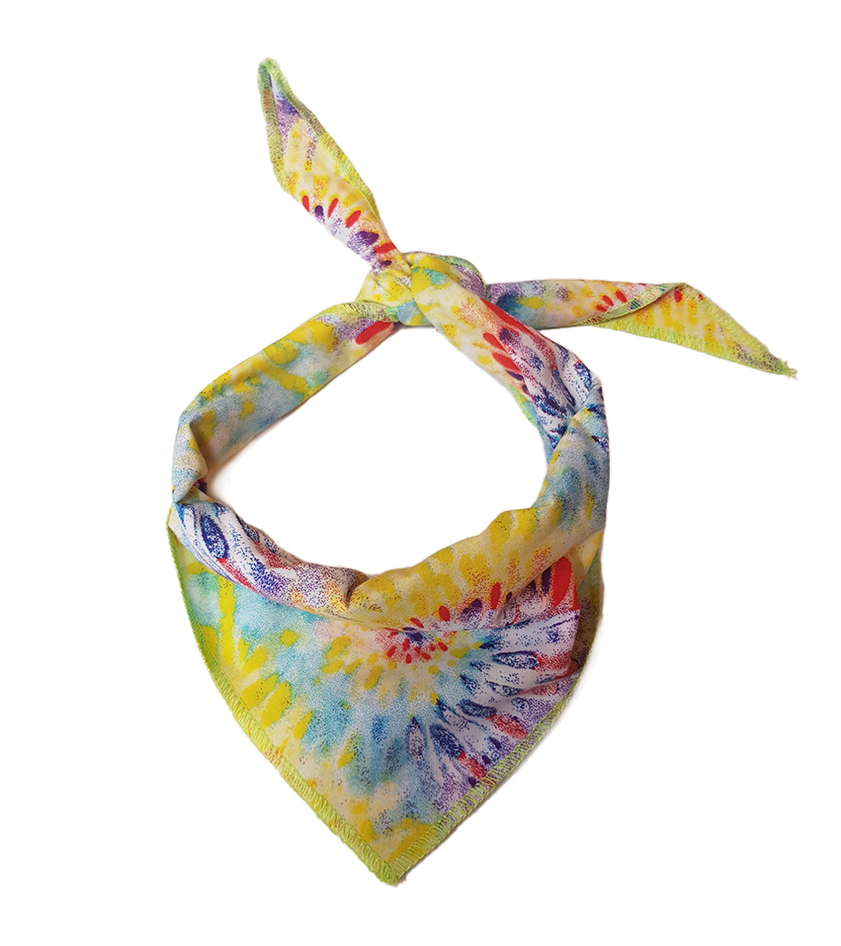S3210 Tiedye Seventies Inspired Doggie Bandana, Rainbow