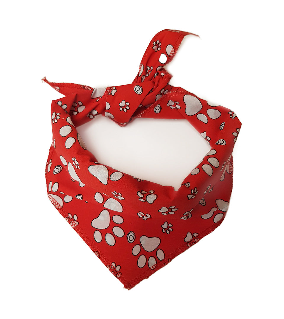 S3211 White Paws Bandana, Red