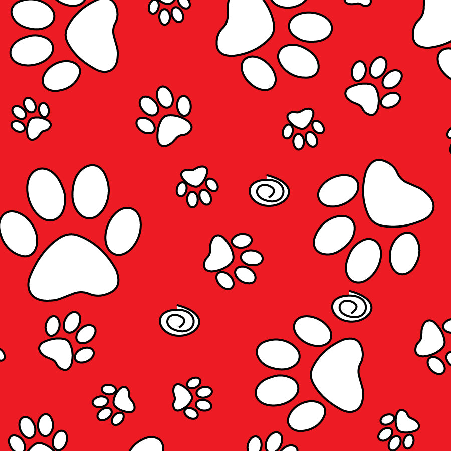 SQ3211 Pawprints Square Bandana, Red